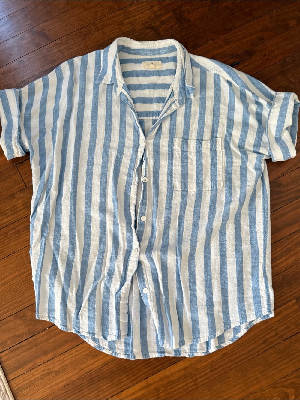 Thread & Supply Blue and White Striped Button-Down Shirt